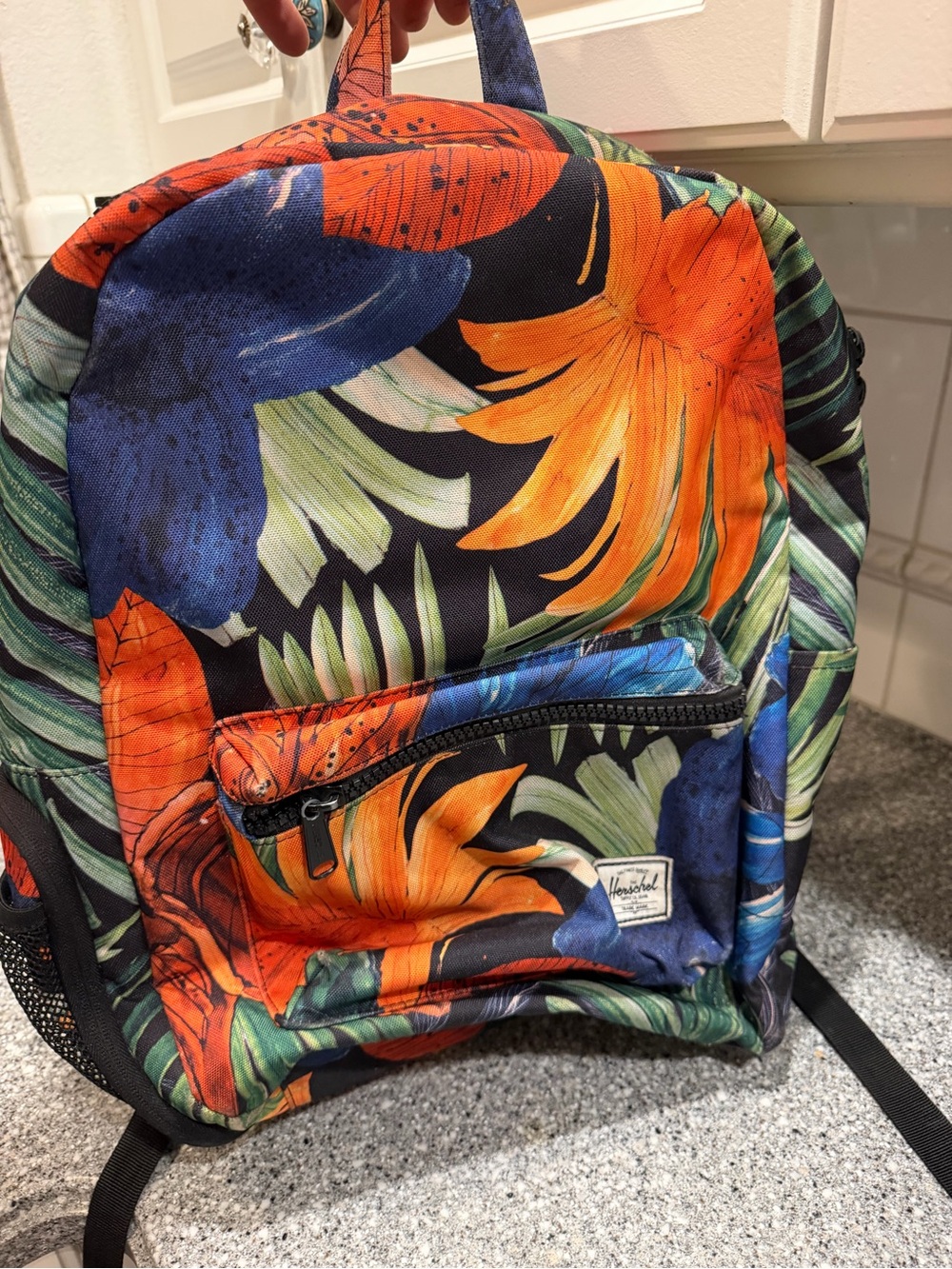 Herschel Tropical Floral Backpack With Diaper Pad - Orange & Blue
